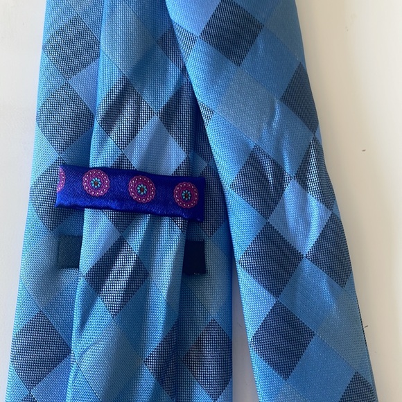Blue Plaid Mens Necktie Handmade by John Sparks with Tag Attached - Picture 4 of 7